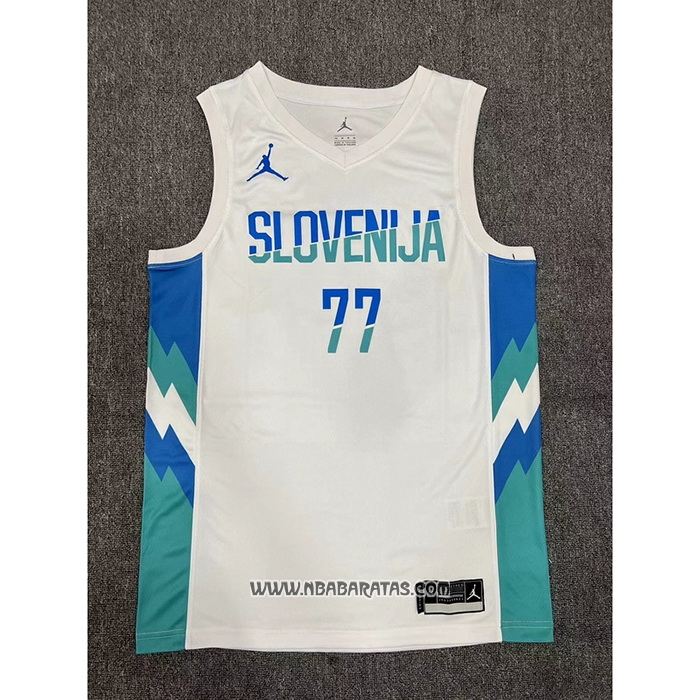Camiseta Slovenia Luka Doncic #77 Primera Blanco